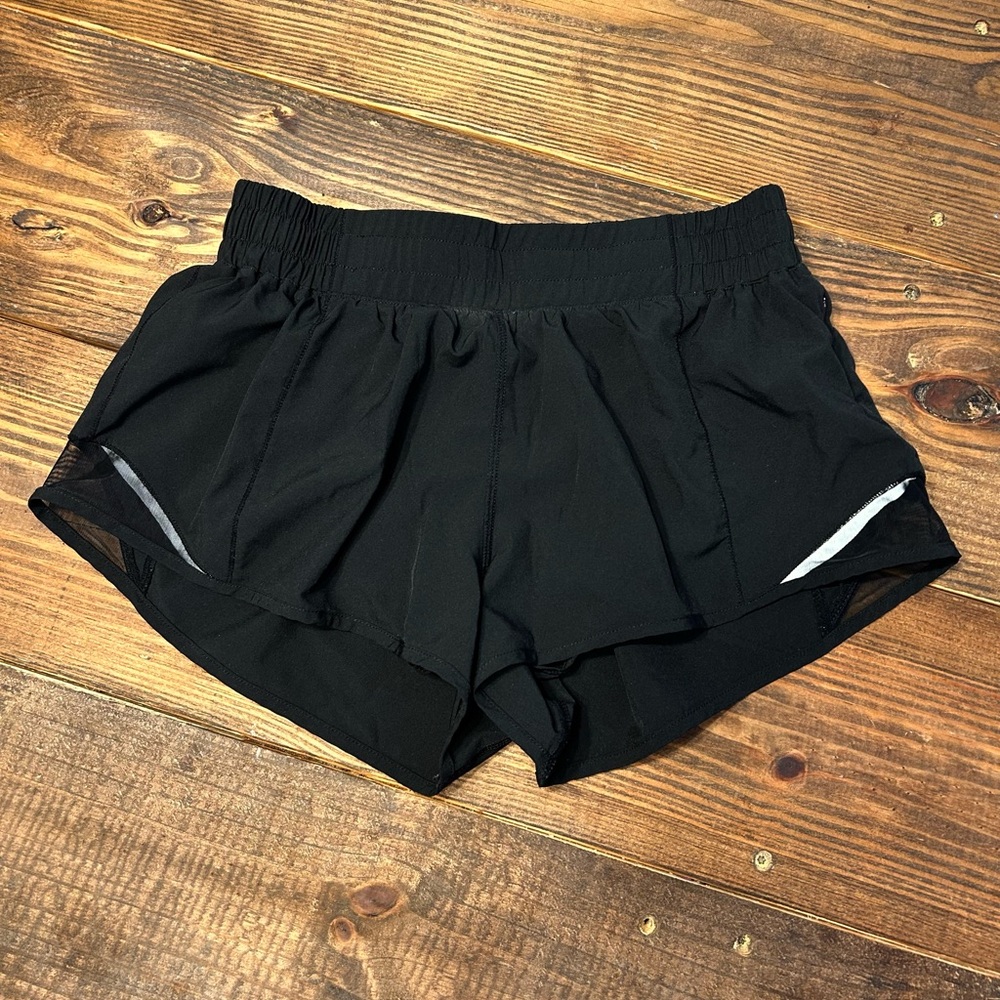 Low Rise Black Athletic Shorts With Lululemon Logo